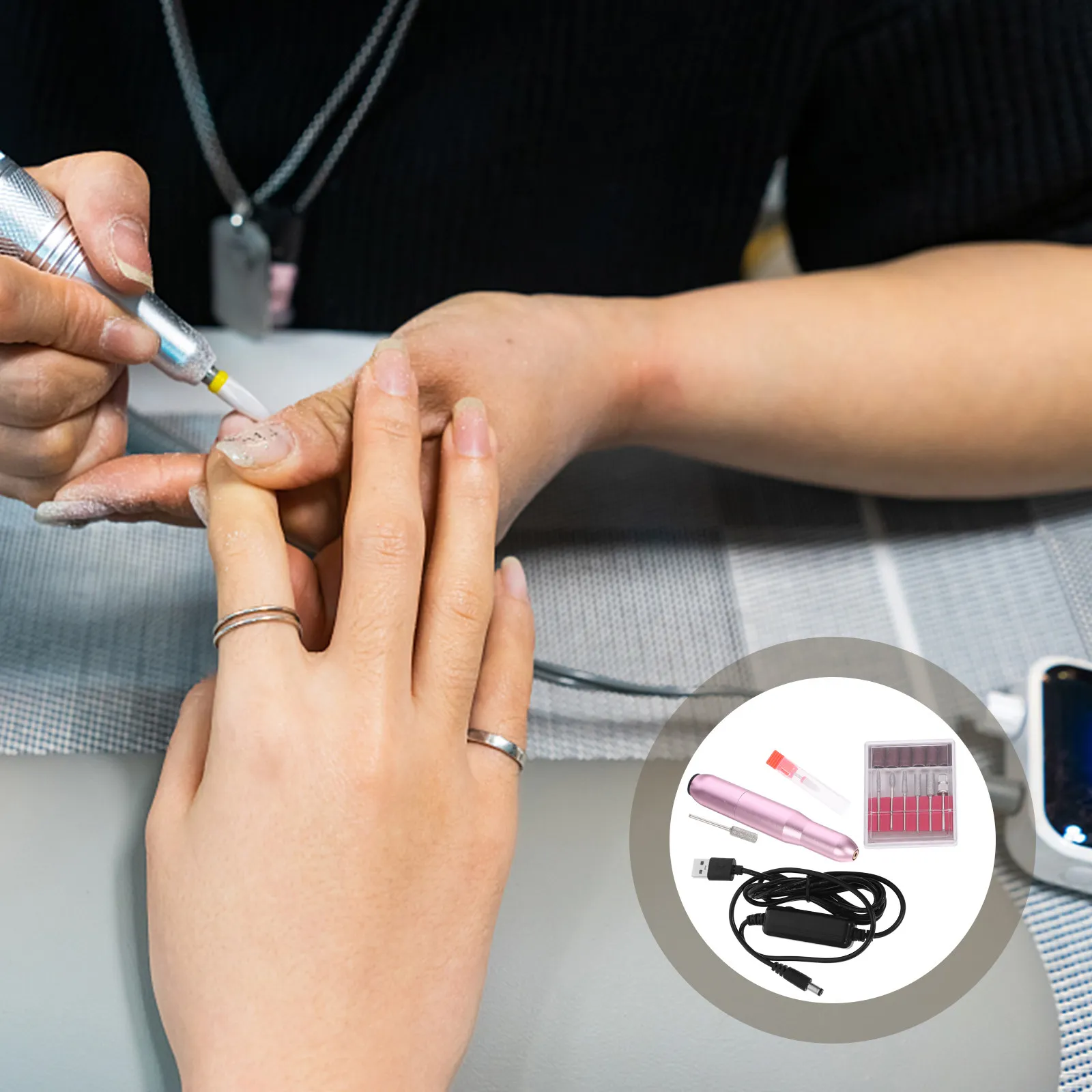 

1Set Nail Drill Kit Premium Portable Electric Nail File Grinder Suitable for Salon Manicure Polishing Tool Manicure Tools