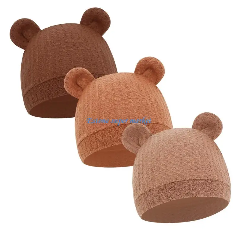 090B 3pcs Baby Hat Newborns Nursery Hospital Hat Autumn Winter Breathable Cap
