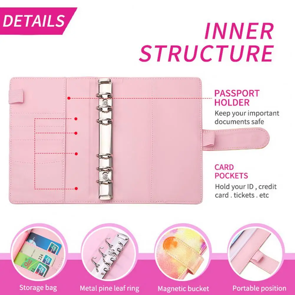 Notebook  Useful with Stickers And Ruler Stationery  A6 Zipper Envelopes Budgeting Money Organizer Book Binder Office Supplies