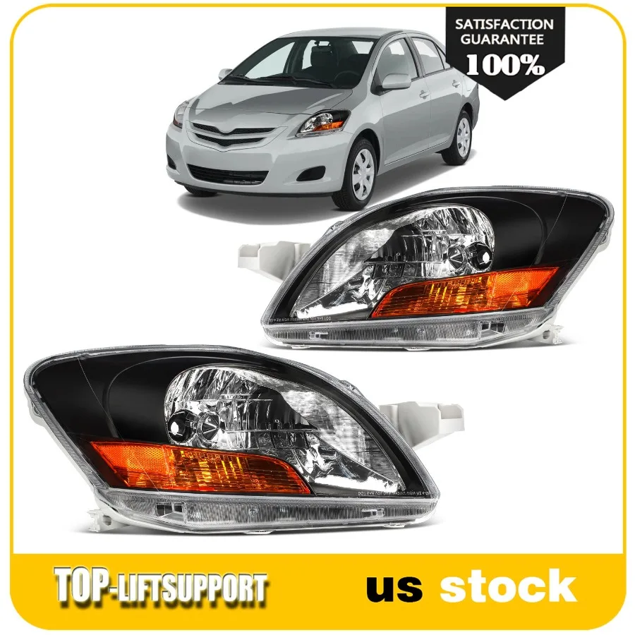 

2 шт. пара черных янтарных фар для 4-дверного седана Yaris 1.5L 2007-2011 гг.