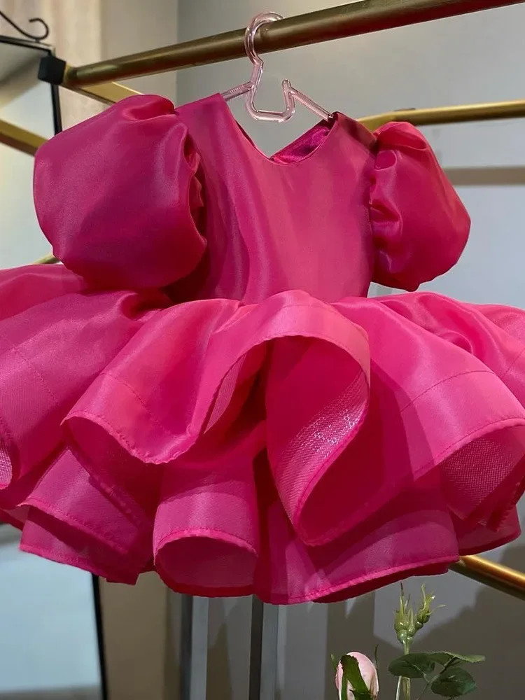 

Custom Made Flower Girl Dress for Wedding O-neck with Bow Floor Length Kid First Communion Pageant Birthday Ball Gown 2024