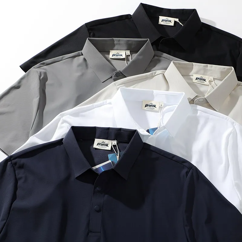 Summer men's outdoor pressure glue quick-drying breathable elastic short-sleeved POLO shirt
