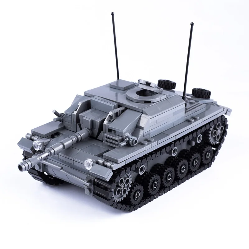 MOC Military Tank Building Blocks III Assault Armored Vehicle Tank Cannon DIY Assembly Brick Toy Gift