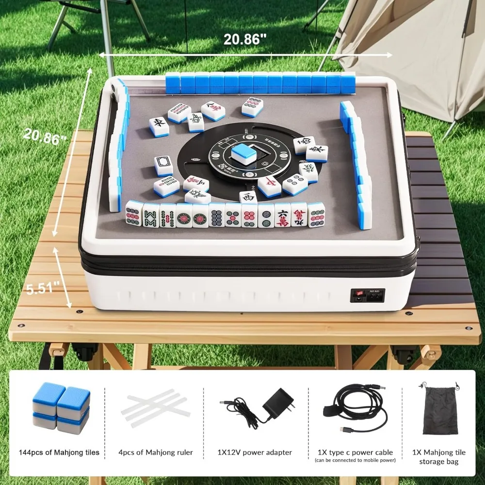 

Автоматический стол для маджонга, складной стол для маджонга с 144 магнитными плитками, подходит для портативного стола для маджонга китайского и Filipino