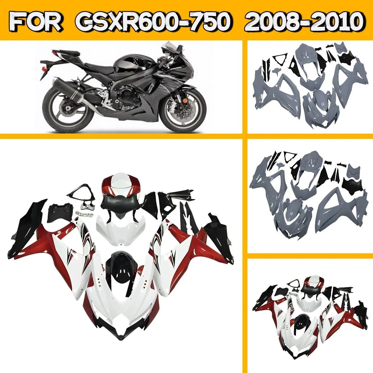 

Комплект обвесов для мотоциклов Suzuki GSXR600 GSXR750 2008-2010 годов, полный комплект обтекателей из ABS-пластика, панели кузова 08 09 10 GSXR 600 750