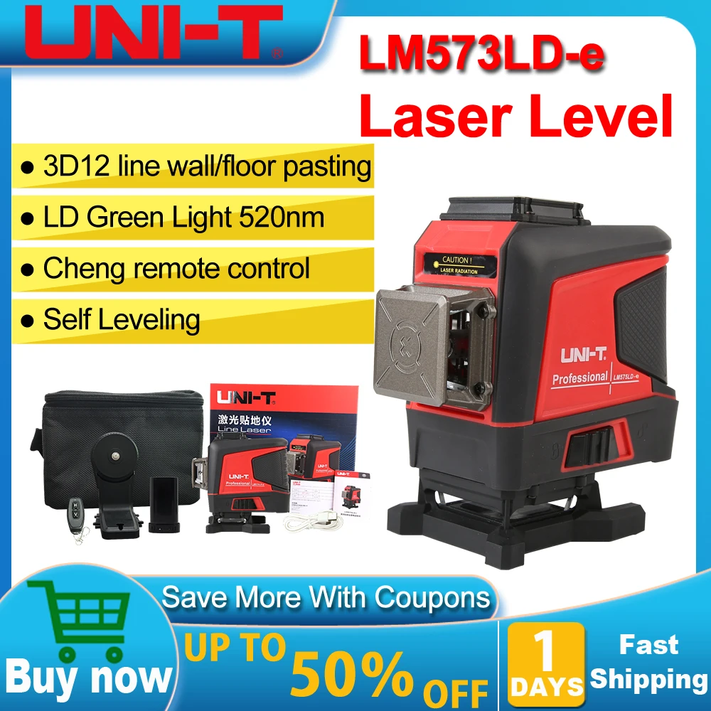 

UNI-T LM575LD-e 12 Lines Laser Level Tool Professional 360 Laser Leveling Instrument Laser Level Meter Green Light Level