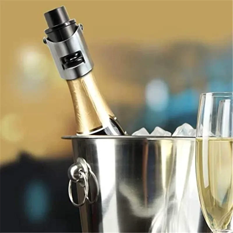 Tapón de botella de champán reutilizable, tapón de botella de champán de acero inoxidable, sellador de corcho de champán, herramientas de cocina, 1 ud.