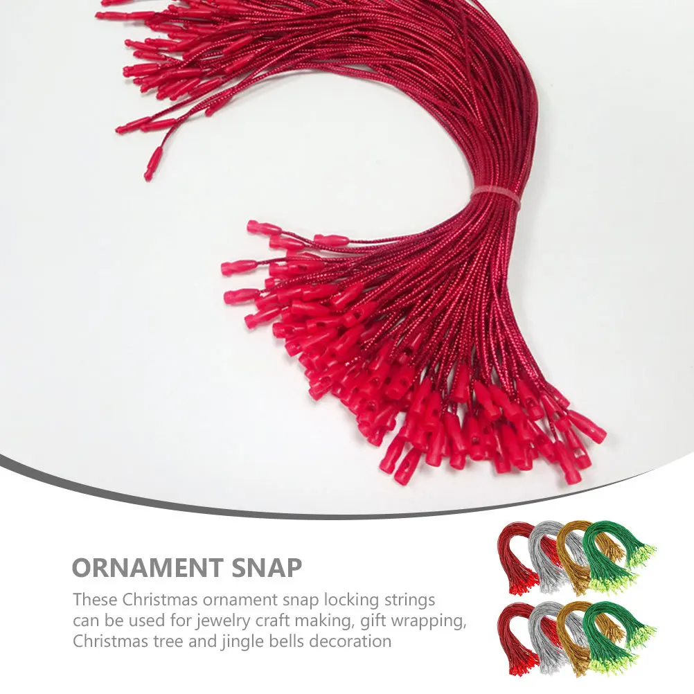 

400Pcs Durable Xmas Ornament Strings Snap Locking Ropes for Christmas Tags Gifts Christmas Ornament Strings