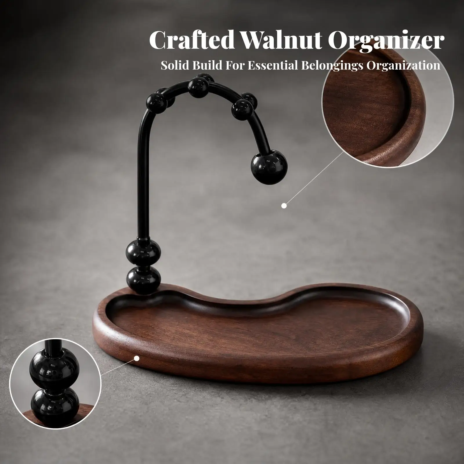 Wooden Desktop Organizer 2-in-1 Wooden Tabletop Organizer with Tray and Arched Holder Solid Wood Multi-Use