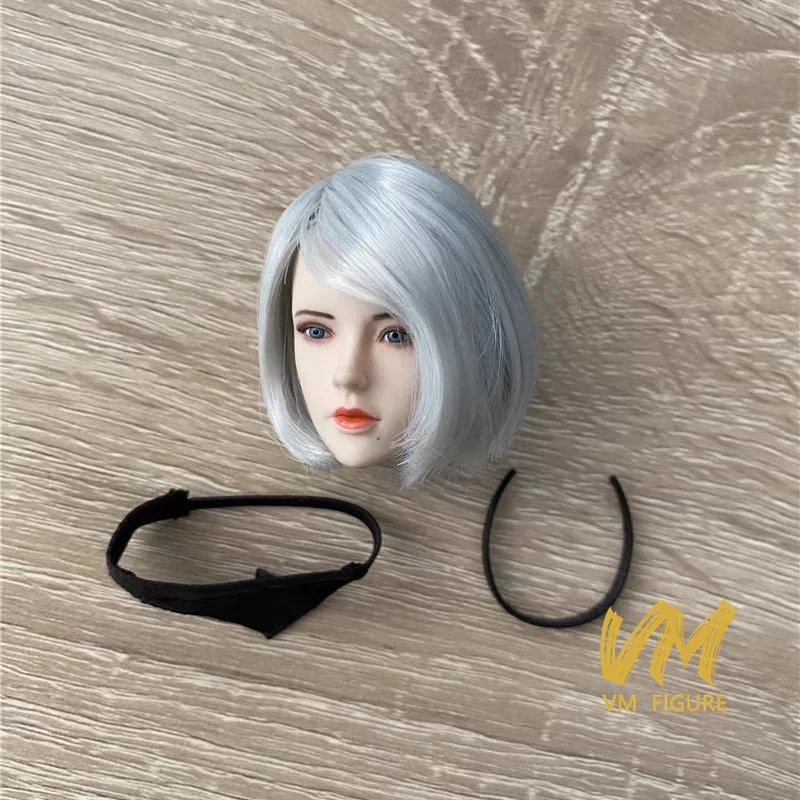 1/6 Scale NieR 2B Gir Head Sculpt with Blindfold Hair Band Fit 12'' ANT TBL Female Pale Soldier Action Figure Body Doll Toys view 3