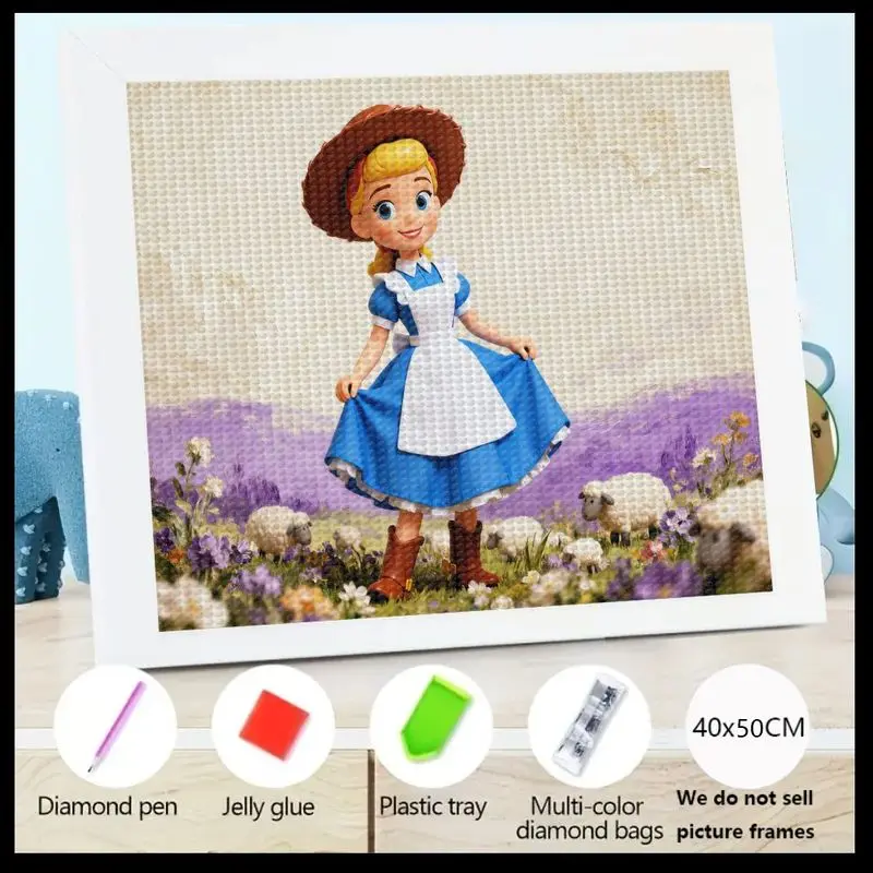 

1 шт. 5D Full Drill DIY Набор для алмазной живописи, очаровательная мультяшная овчарка для девочек в стиле бо Peep с милой овечкой и лавандой Field Sce