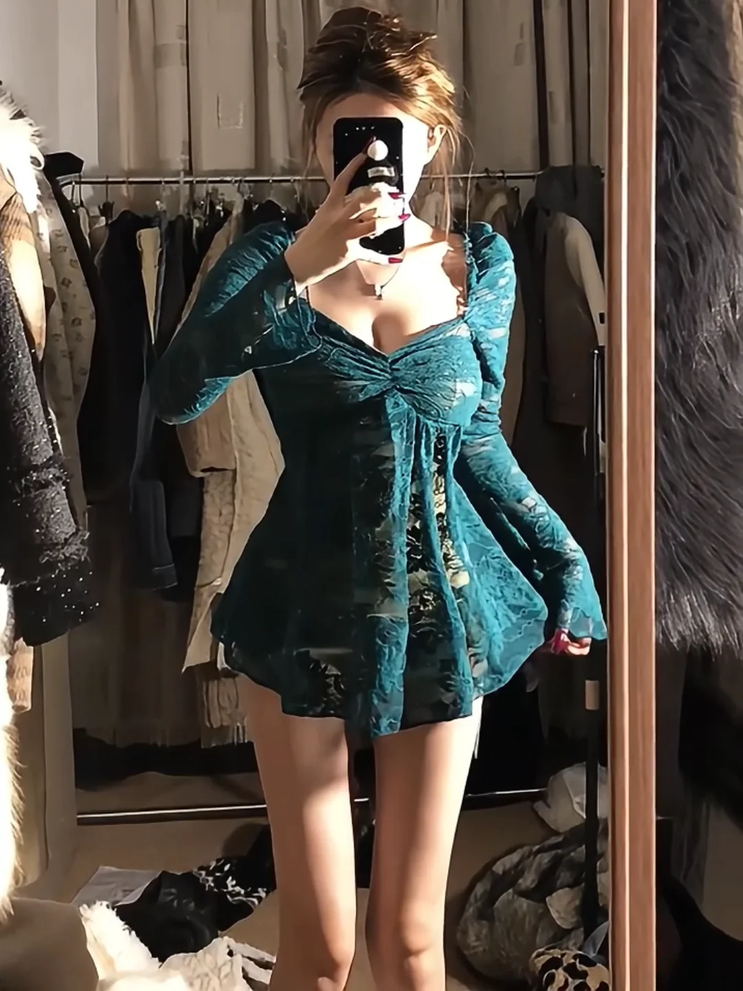 Women'S Young Fashion - Completo due pezzi sexy retrò blu