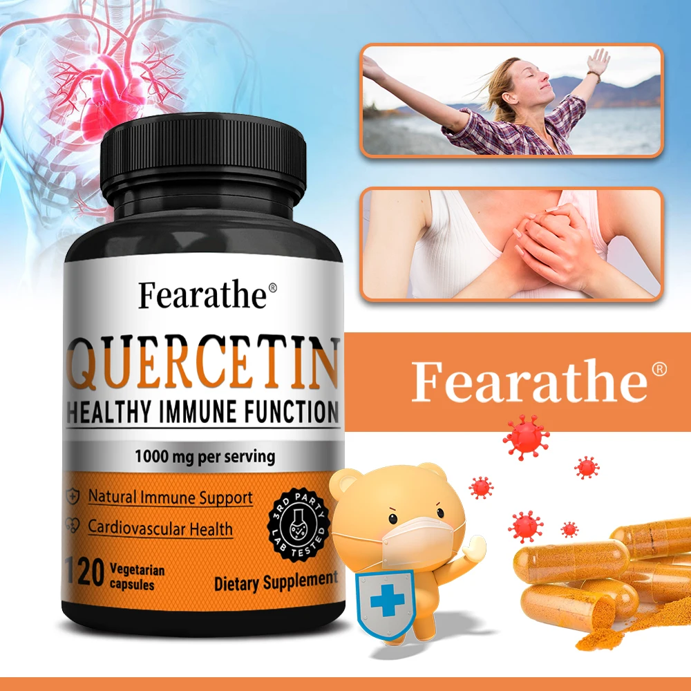 

Кверцетин 1000 мг – Премиальный антиоксидант для поддержки иммунитета и здоровья дыхательных путей, 120 вегетарианских капсул, без ГМО
