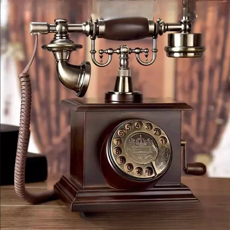 Solid wood retro turntable, telephone rotating creative wireless card phone mobile phone card old-fashioned home landline