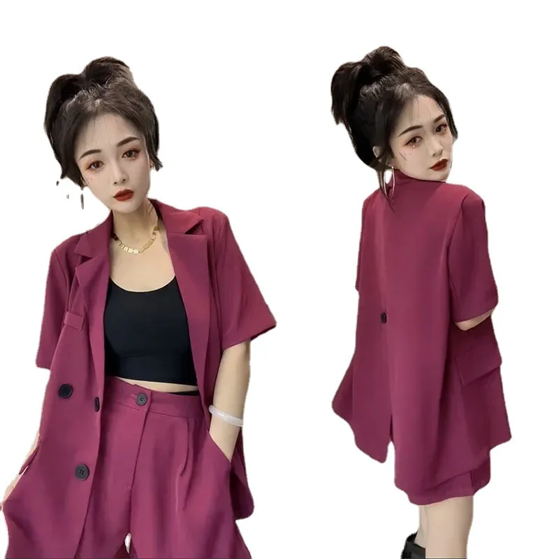 Korean Casual Suit Set 2022 New Elegant Feminine Suit Commuter Short Sleeve Small Suit Shorts Women Two Piece Set Shorts Women