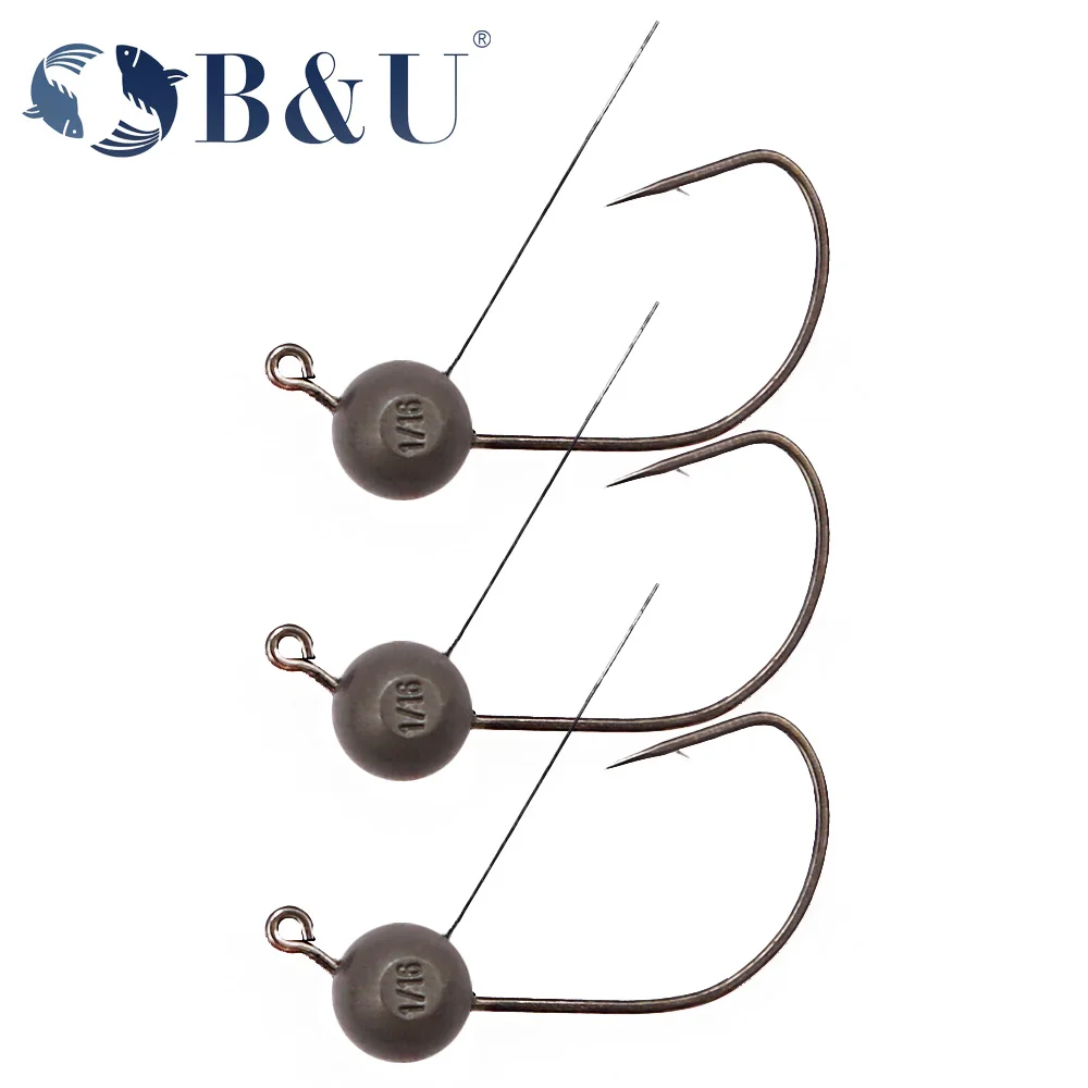 

B&U Tungsten Inch Wacky fishing Drop Shot Weedless jig head hook for worm soft lure bait ,round head crank jigging fishing hooks