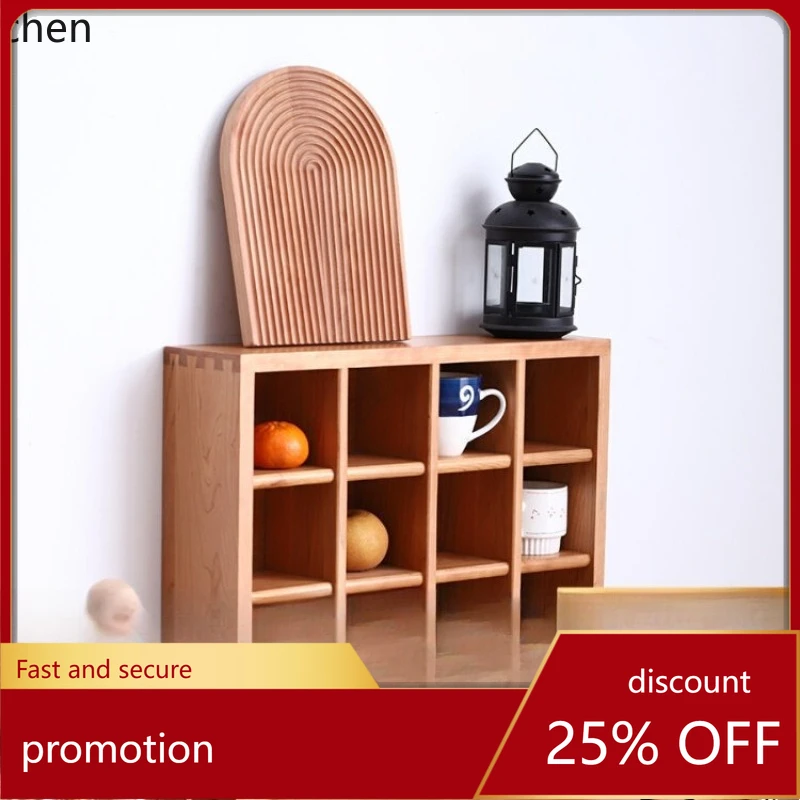 HT Solid Wood Grid Lucky Cup Holder Cup Display Rack Simple Grid Storage Shelf
