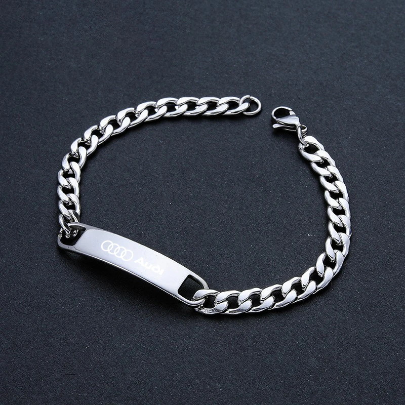 Fashion Metal Bracelets for Men Women Solid Stainless Steel Curb Link Chain For Audi SLine A4 B7 B8 B9 A3 8P 8V 8L A5 A6 C6 C5 view 4