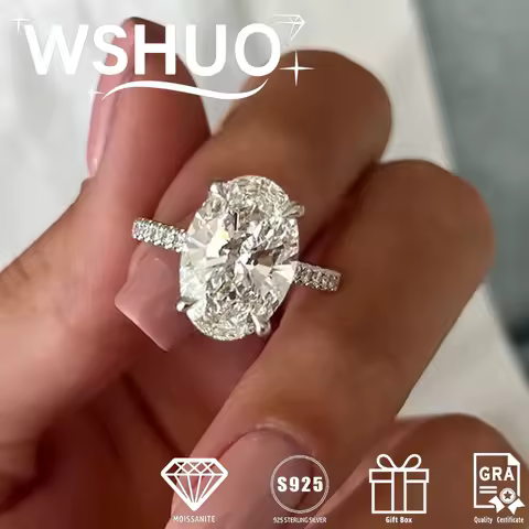 Moissanite Ring 100% Real 925 Sterling Silver Diamond Party Wedding Band Rings for Women Bridal Engagement Jewelry GRA Certified