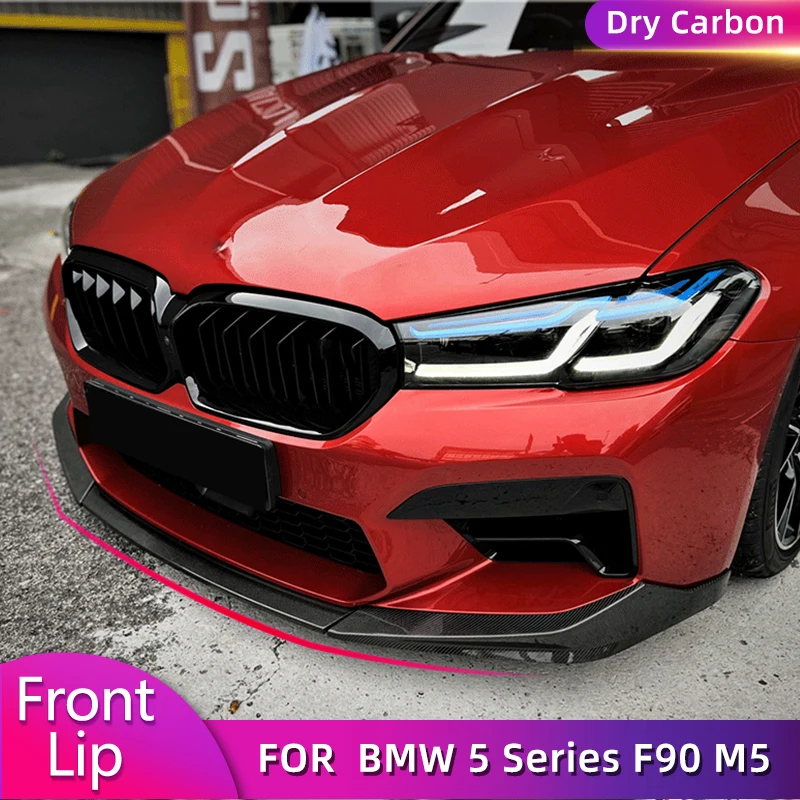 Dry Carbon Front Bumper Lip Chin Spoiler for BMW 5 Series F90 M5 Sedan LCI 2020 2021 Car Front Lip Spoiler Splitters Apron