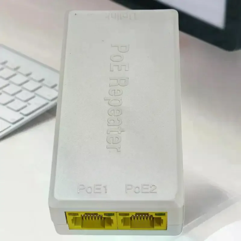 100Mbps 1 To 2 PoE Extender, IEEE802.3af/at Plug&Play 48V Dual Port Repeater For IP Camera AP NVR PoE Switch