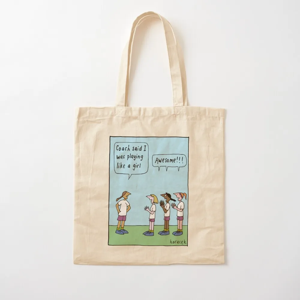 Playing Like a Girl Tote Bag tote bags aesthetic Beach bag Canvas Tote Bag