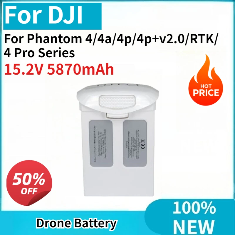 

High Capacity 15.2V 5870mAh Drone Battery for DJI Phantom 4/4a/4p/4p+v2.0/RTK/4 Pro Series Drone Intelligent Flight Battery