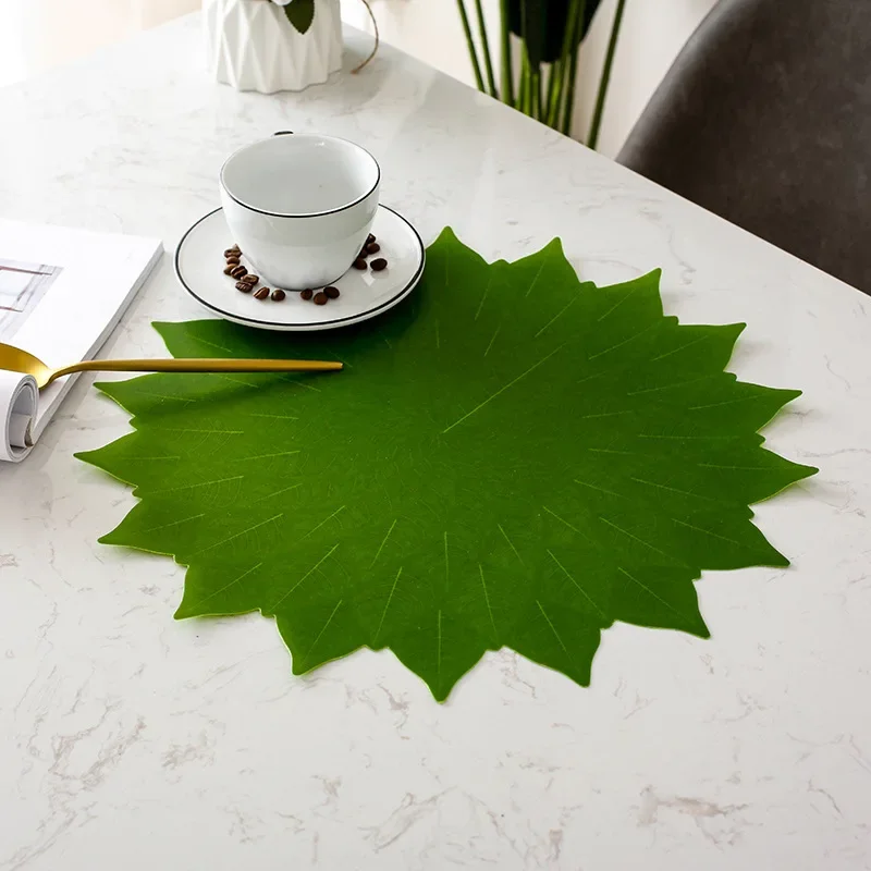 4/6 Nhân Tạo Lá Placemat Dày Dinning Bàn Thảm Trang Trí Nhân Tạo Bắp Cải Tinh Dầu Lá Và Chống Placemat