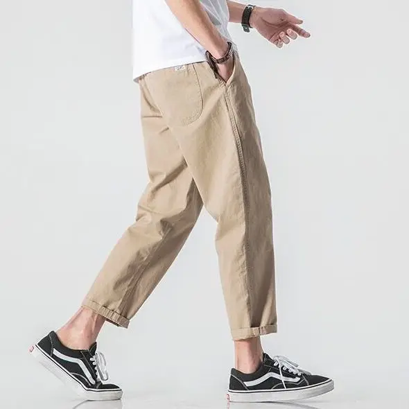 Streetwear Fashion Men Cargo Casual Pants Spring Summer Big Size Elastic Waist Koreon Male Straight Sports Loose Trousers 2023