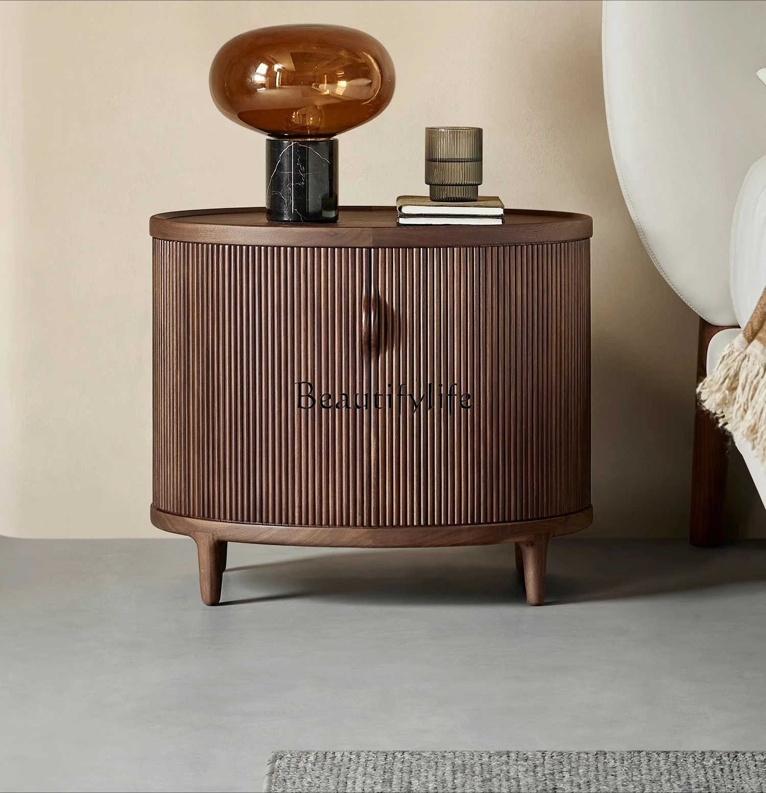 

North American Black Walnut Solid Wood Bedside Cabinet Locker