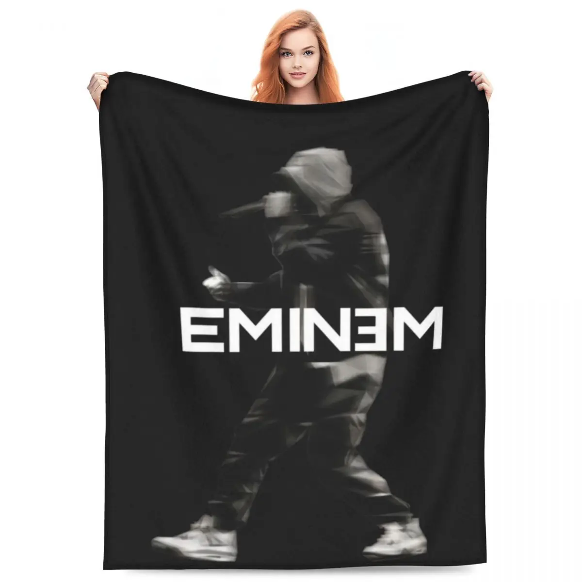 Custom E-Eminem Music Album Blankets Comfortable Soft Flannel Summer Hip Pop Music Throw Blanket for Couch Office Bedding