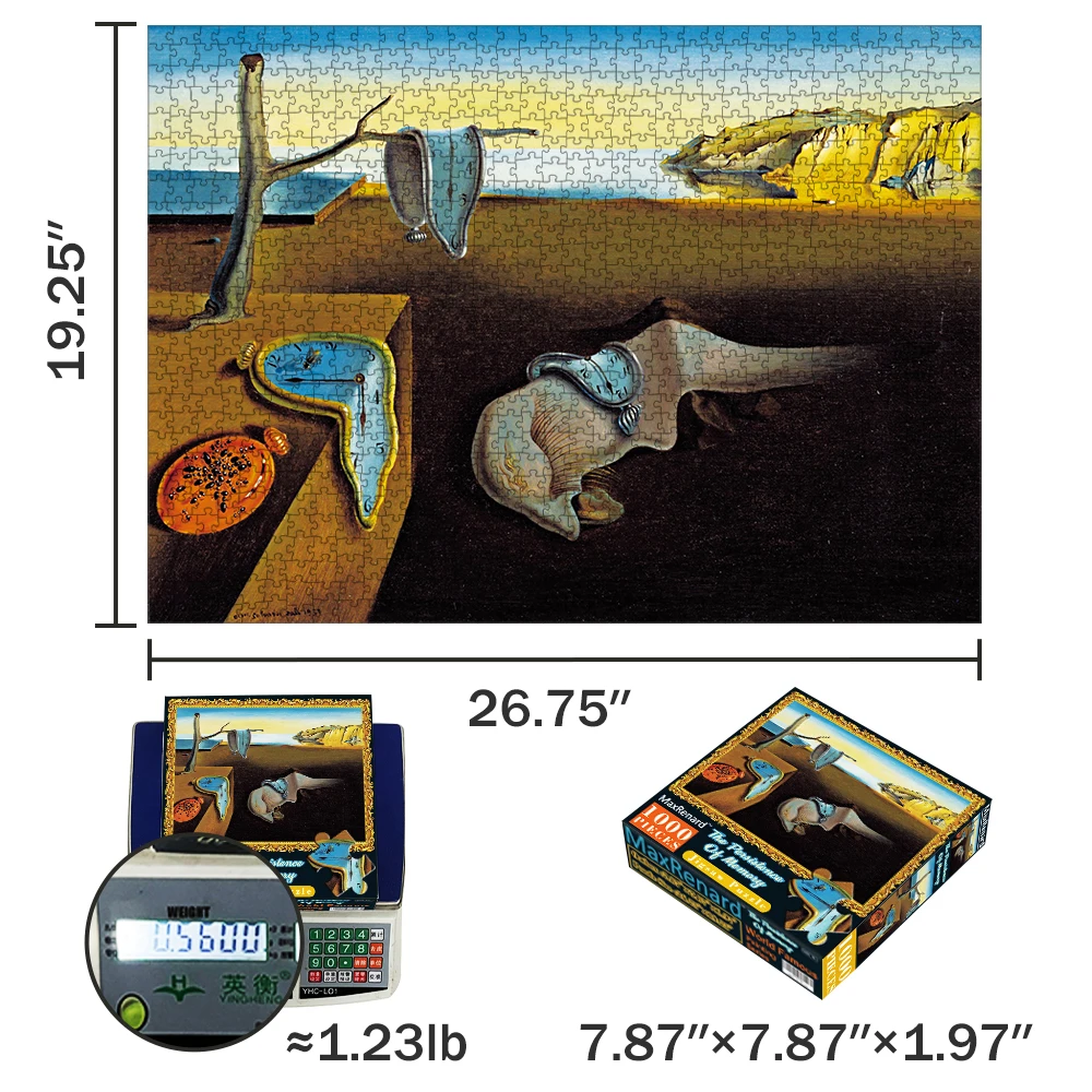 Puzzle 1000 Teile für Erwachsene, Kunstkollektion, Spielzeug Salvador Dali, die Persistenz der Erinnerung