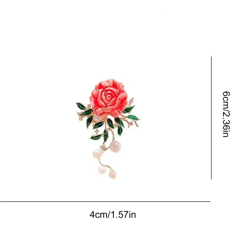 1PC New Luxury Temperament Pearls Vintage Pink Peony Flower Brooch Accessories High-end Brooches Pins For Women