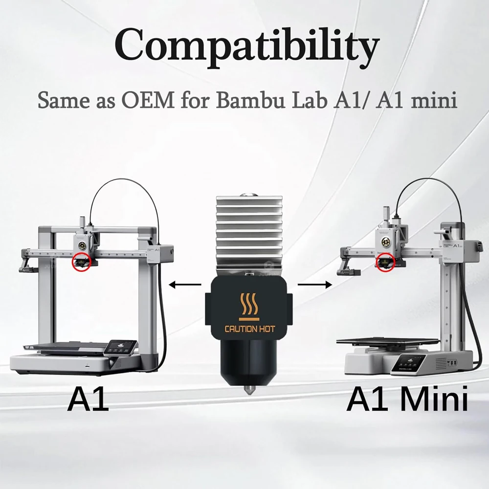 For Bambu Lab  A1/ A1 Mini, Stainless Steel Integrated High-Precision Nozzle Hotend Kit Same as Original Quality Assurance