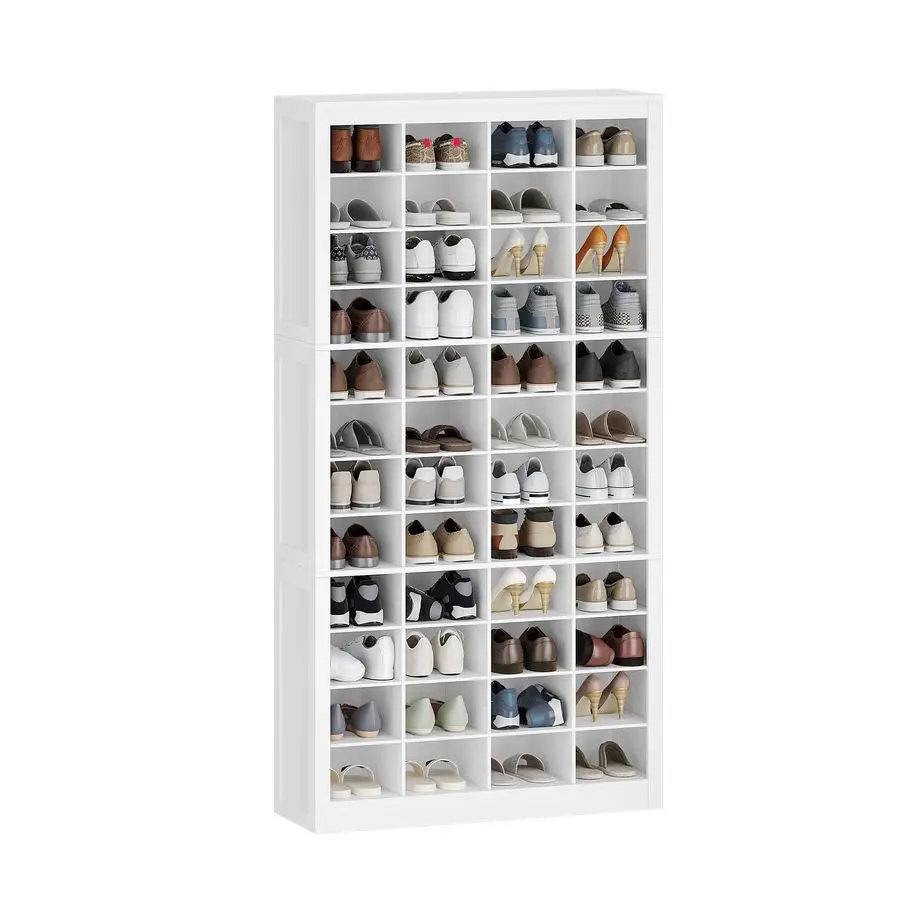 

Storage Cabinet, 48 Pairs Free Standing Closet Organizer, 9 inch Widened Cell Wood Shoe Organizer, 12 Tiers Vertica Customizable
