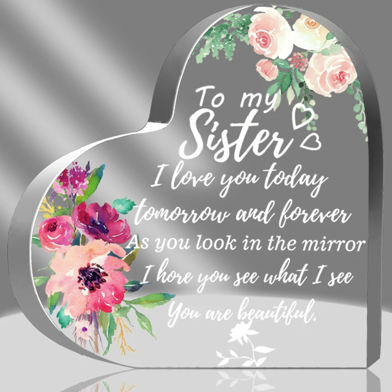 Sister Gifts from Sister Brother Sisters Birthday Gift Ideas，Acrylic Gifts for Sister Wedding Christmas Graduation Gift