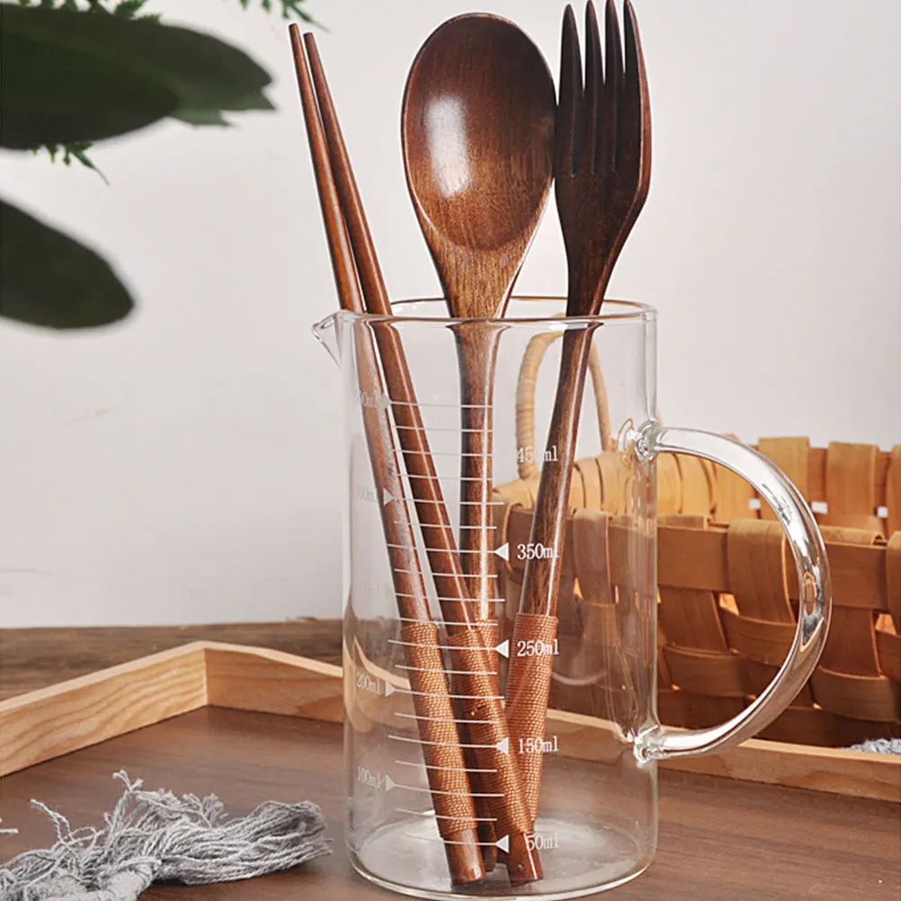 

1 set Wooden Set Long H Spoon Fork Chopsticks Portable Wood Spoons Outdoor Picnic Tableware Kitchen Bar Supplies