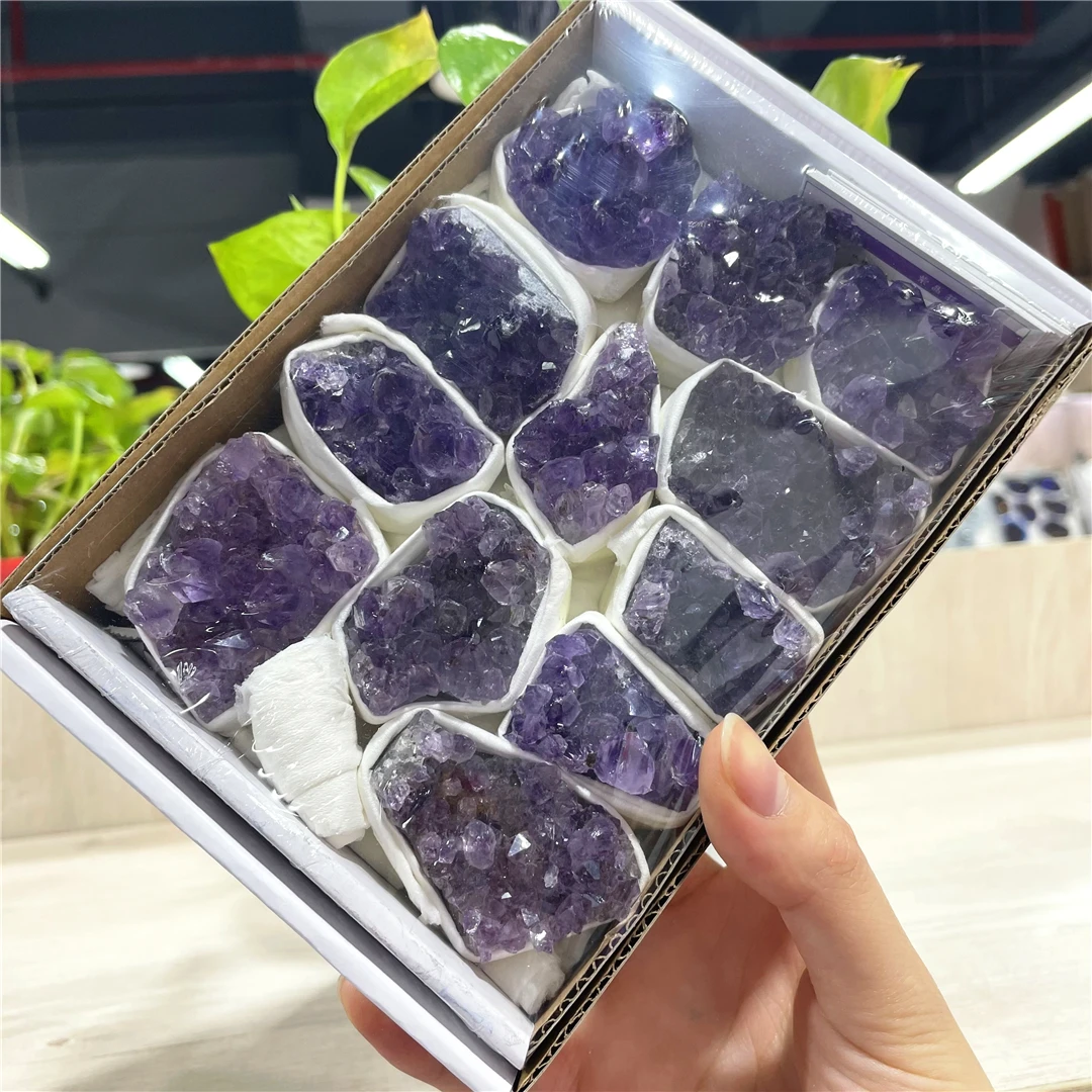 

High Quality Natural Rough Raw Amethyst Clusters Bulk Block Box Healing Decor Crystals Gift Set Chakras Dr Stone Feng Shui