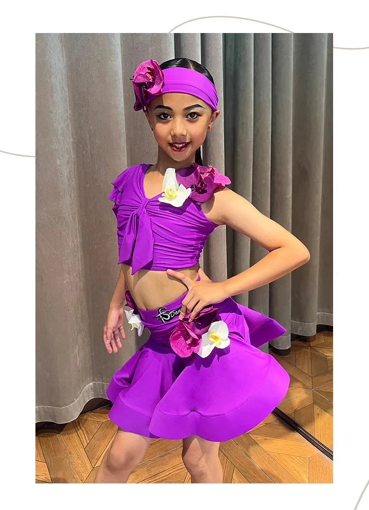 

Kids Purple Rumba Tango Latin Dance Costume Girls Salsa Samba Latin Dance Dresses Girls Competition Ballroom Dress Child