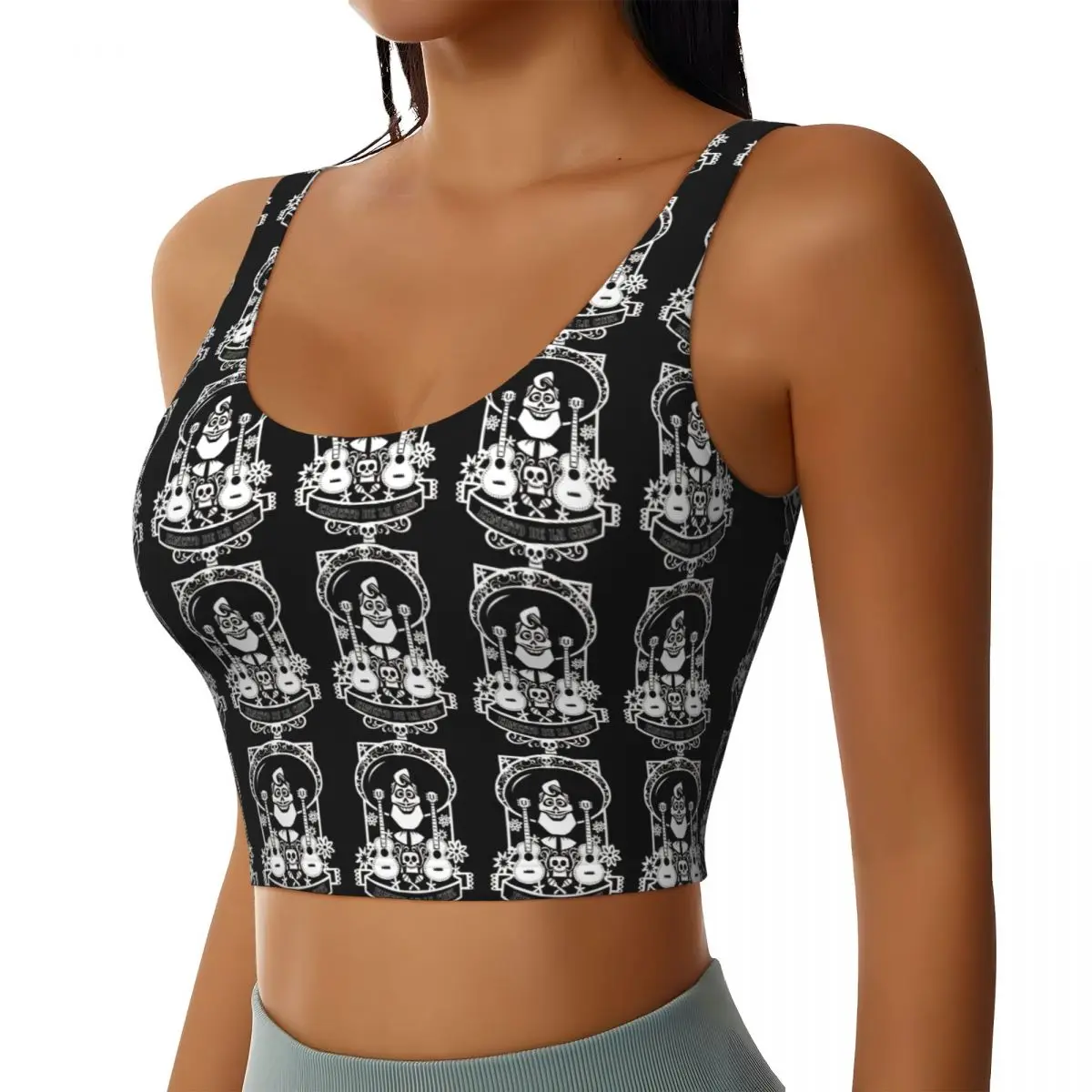 Custom Coco Anime High Impact Sports Bras Women's Mama Imelda Rivera Seamless Workout Running Crop Tank Tops