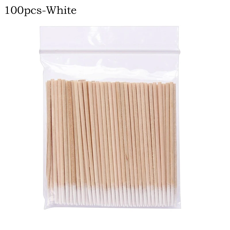 100/300/500Pcs Einweg Holz Baumwolle Tupfer Doppel Kopf Lippenstift Ohr Tupfer Wimpern Reinigung Baumwolle Knospen Maniküre schönheit Liefert