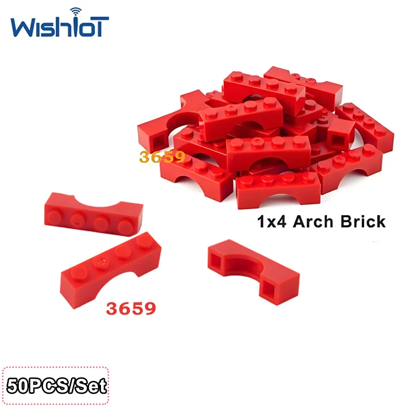 50 pièces/ensemble 3659 1x4 points, pièces de blocs de construction MOC, arche à sommet plat modifiée, assemblage, jouet éducatif, modèle, petites briques, accessoires