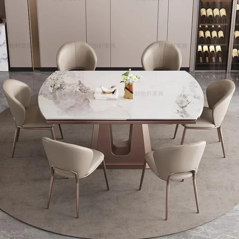 

High-quality Design Rock Plate Dining Table Modern Luxury Restaurant Minimalist Small Rotating Circular Dining Table Furniture