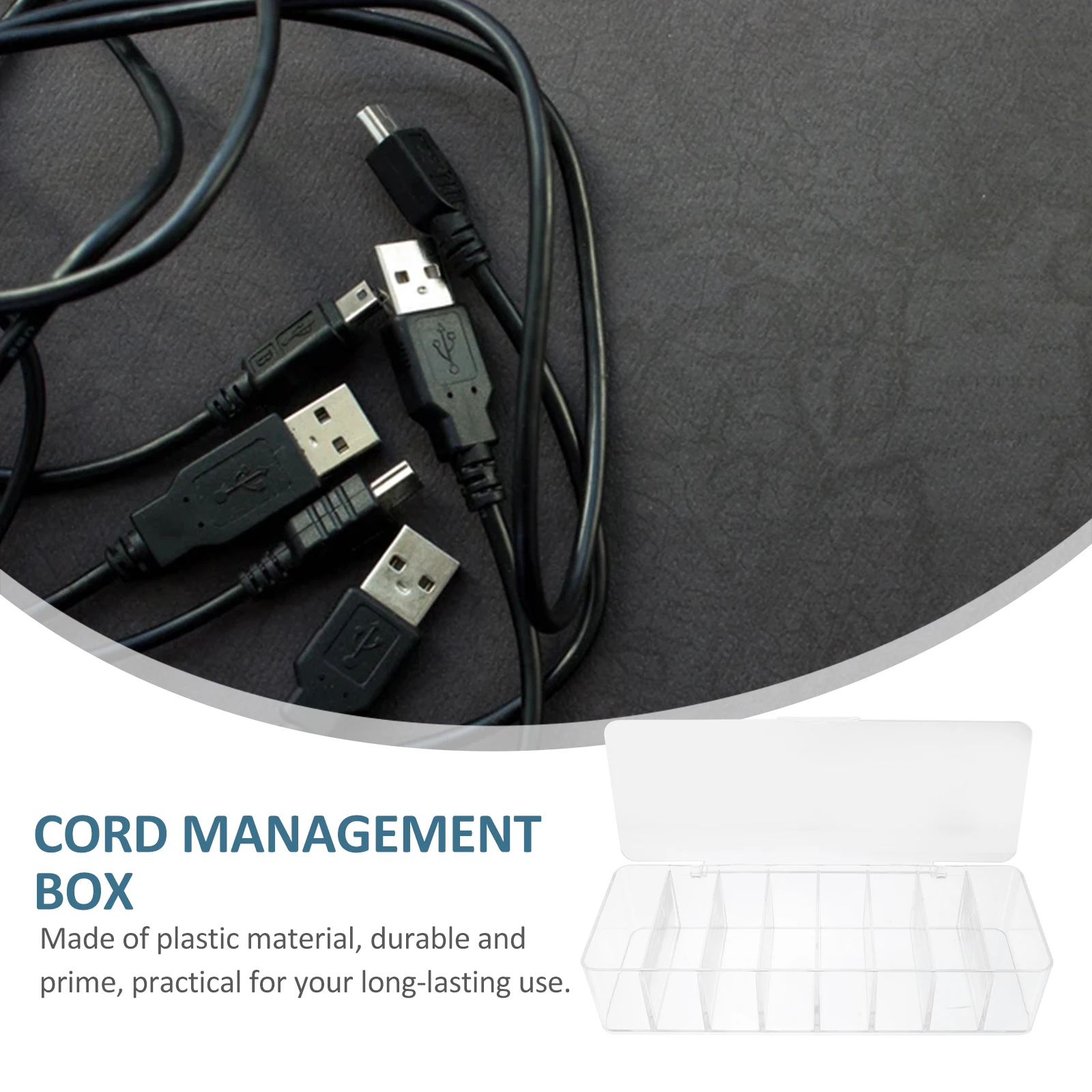 صندوق إدارة الكابلات البلاستيكي الشفاف منظم سلك سطح المكتب مع مقصورات منفصلة حامل سلك مقاوم للغبار للمكتب