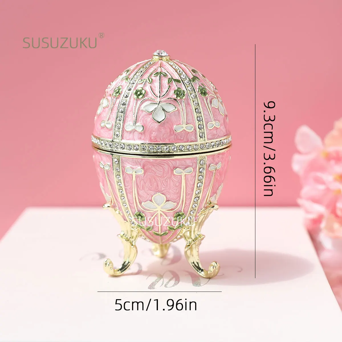 Faby.info-Boîte à bijoux émaillée style œuf, 1 pièce, à charnière, cadeau unique pour la décoration de la maison