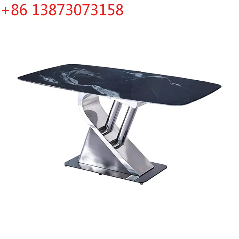 Rock slab dining table and chair combination household rectangular high-end Italian minimalist wabi-sabi modern light luxury