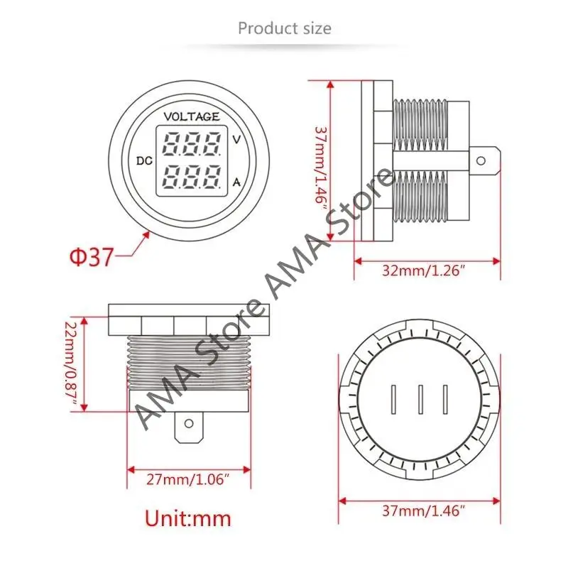 X7JF LED Digital Voltmeter Ammeter Gauge Current Meter for DC 12V-24V for Car - Image 6