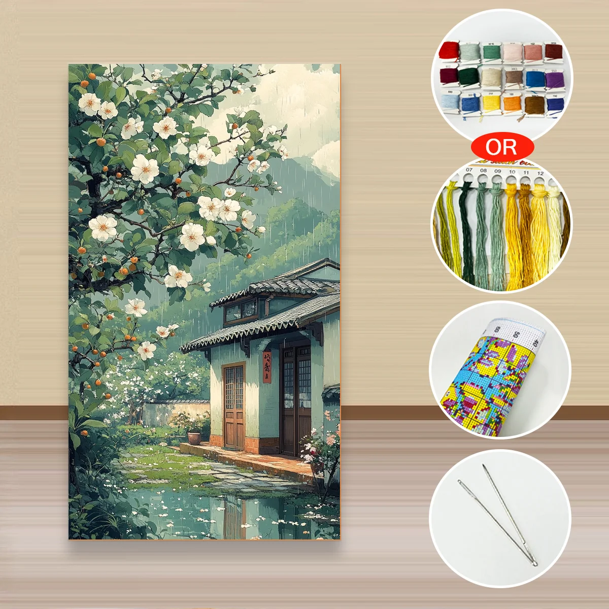 1 Stück 40x70 cm/15,7x27,5 Zoll, 11CT/14CT Kreuzstich-Set, DIY-Valentinstagsgeschenk, Stickerei-Set für Festivals, Landschaften – Detail 4