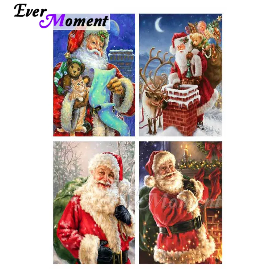 

Алмазная картина Ever Moment, Санта-Клаус, Рождественский подарок, полная квадратная круглая дрель, картина со стразами, алмазная вышивка ASF1976