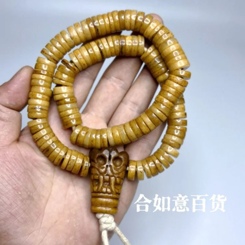 Yak Buddhist Prayer Beads Hanging Chain Marrow Bracelet Genuine Cow Bone with Little Marr